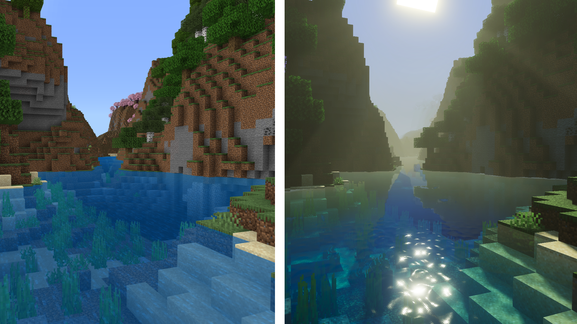 Water with PBR lighting comparison
